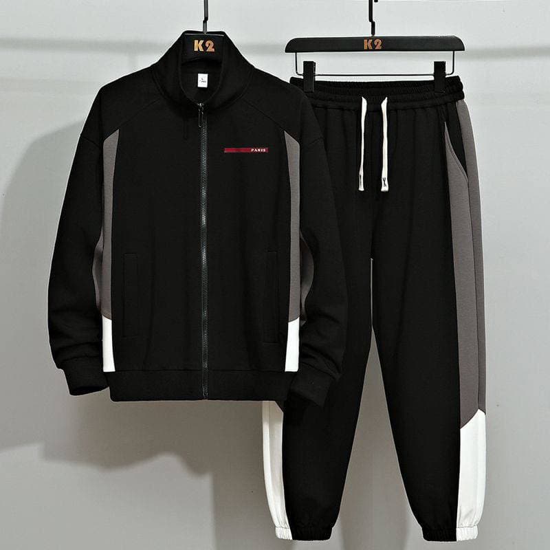 Men's Clothing Autumn And Winter Embroidered Hooded Sweatshirt Suit Casual Sports Sweatpants Loose Gray Cardigan