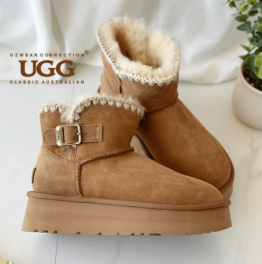 OZWEAR ESKIMO BUCKLED PLATFORM MINI BOOTS 4CM OB818P