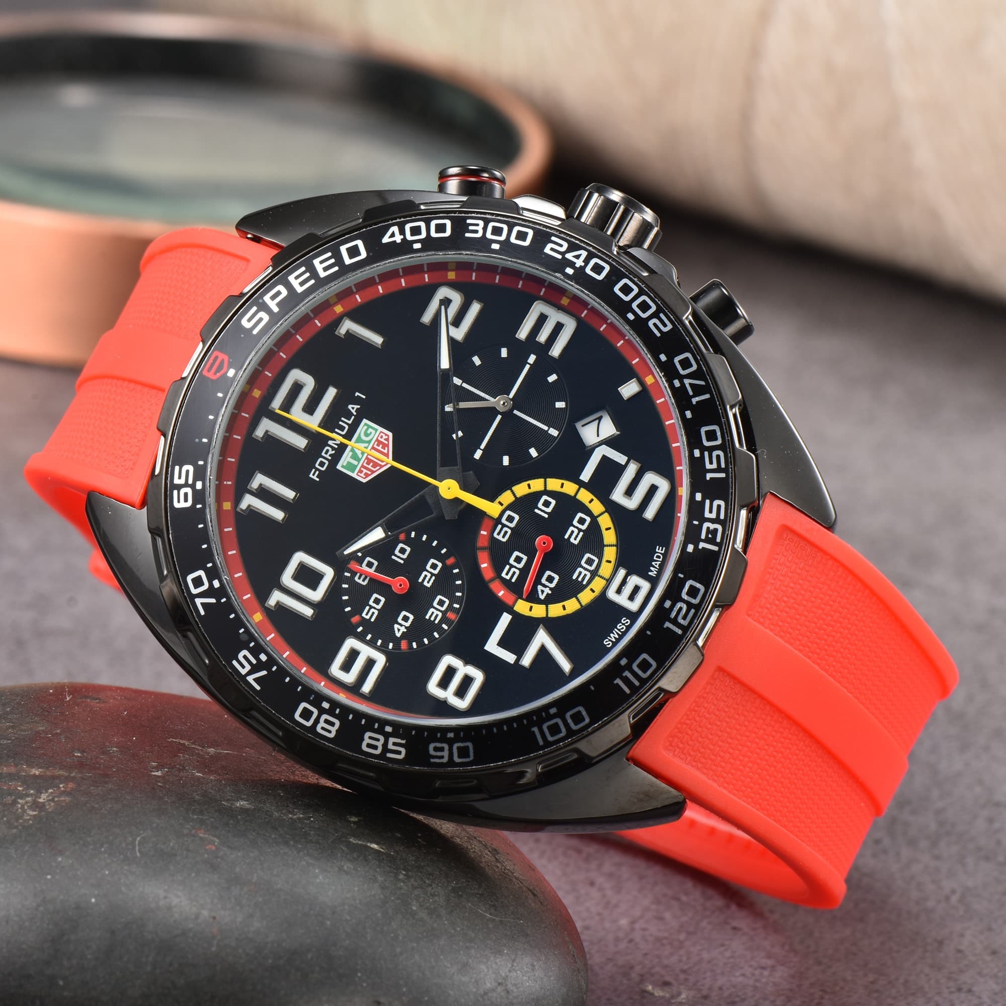 Montre TAG pour homme, multifonctionnelle, à 6 broches, bracelet en acier, à quartz, de haute qualité