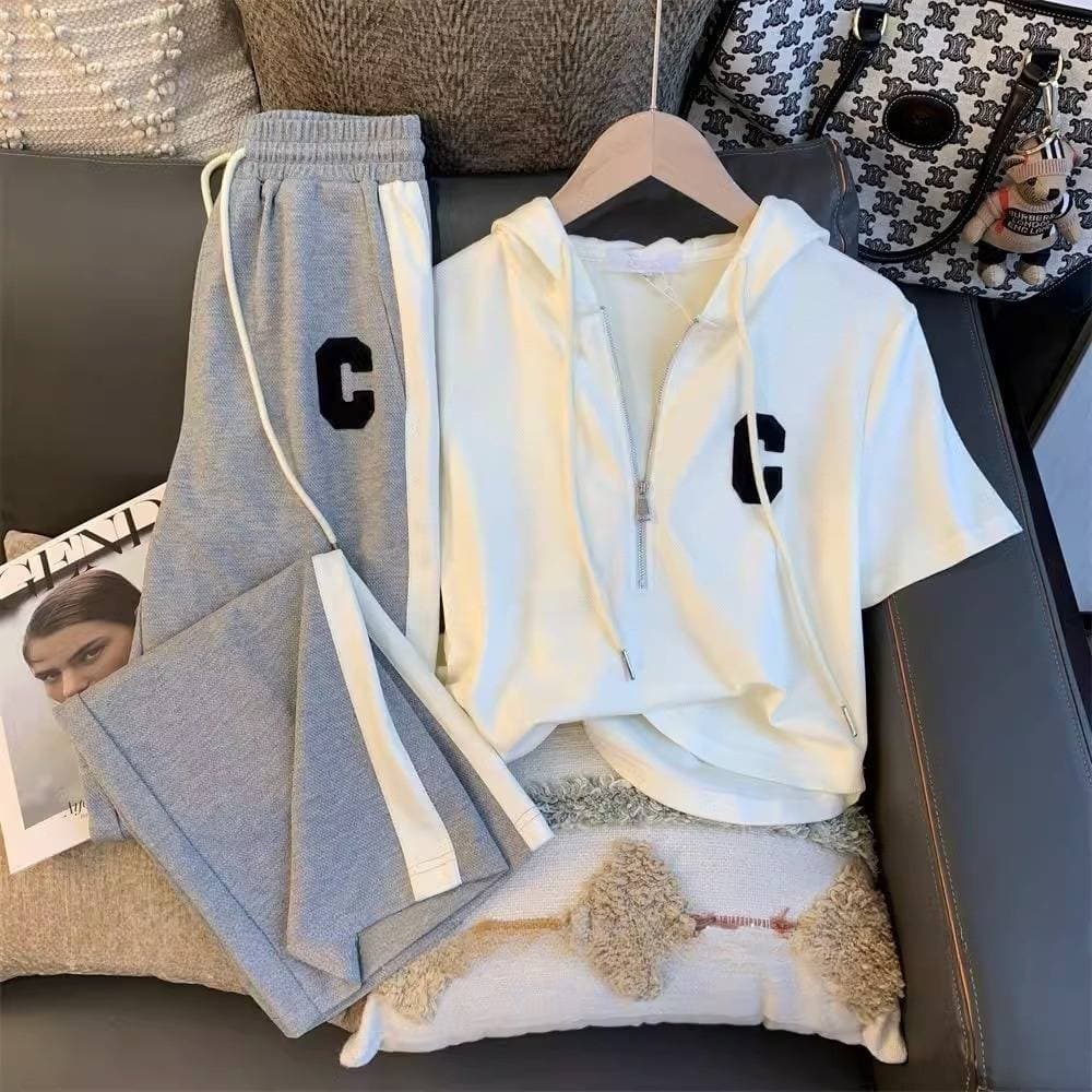 Women's Clothing Plus Size Spring Fashion Age Reducing Sweater Slightly Fat Girl Slimming Casual Sports Two Piece Suit