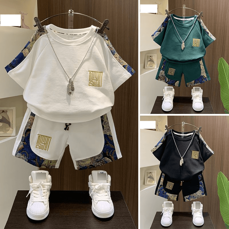 Boys' Street Blasting Summer Clothes Children's Short Sleeved Suits New Baby Summer T Shirt Shorts Two Piece Suits