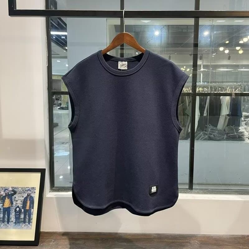 Vêtements pour hommes, t-shirt rétro sans manches, gilet pour hommes, ample, polyvalent, couleur unie, décontracté, tendance, couleur unie, vête