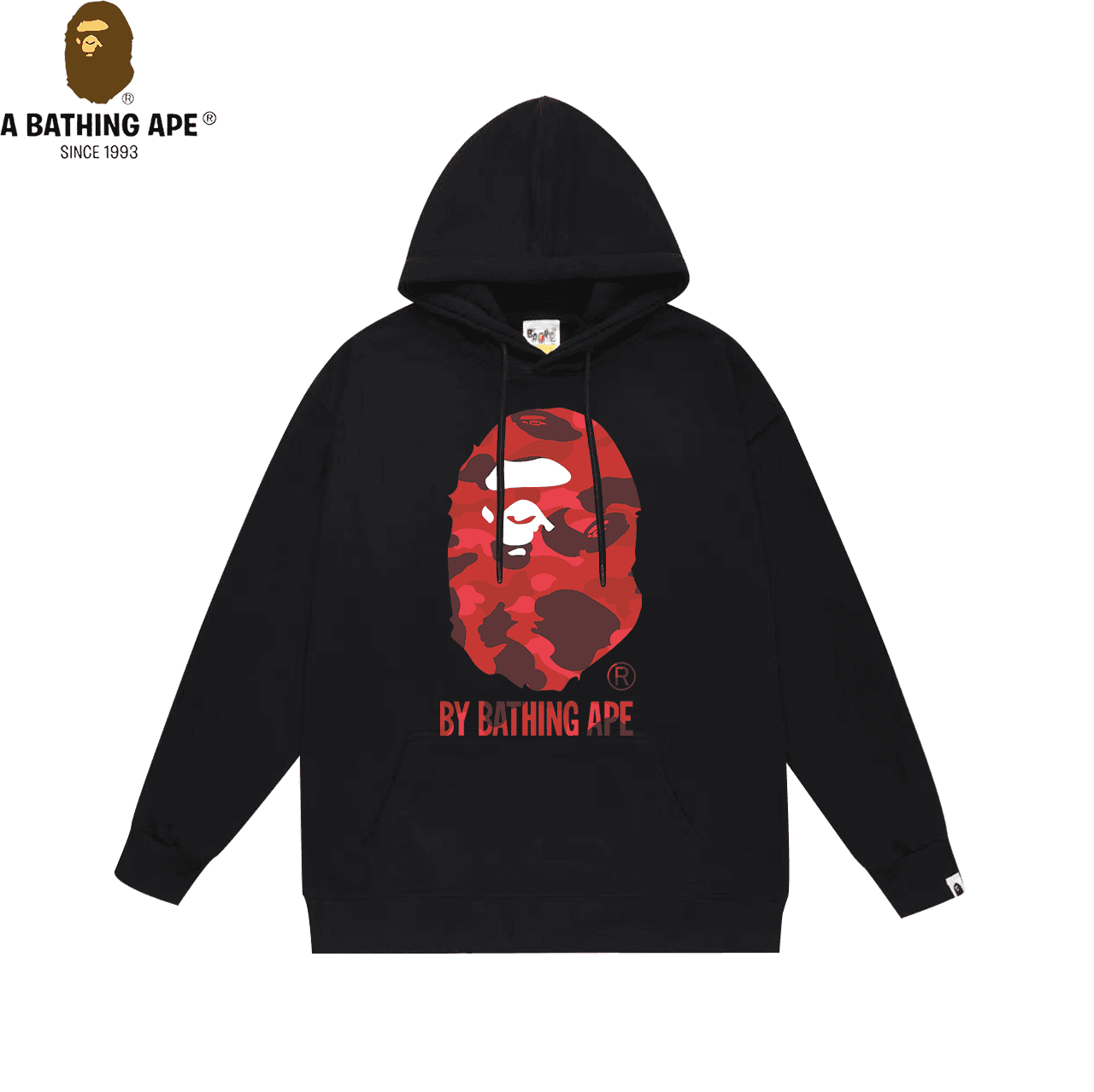 Sweat-shirt à capuche en pur coton avec motif tête de singe imprimé BAPE-BAPE pour homme et femme