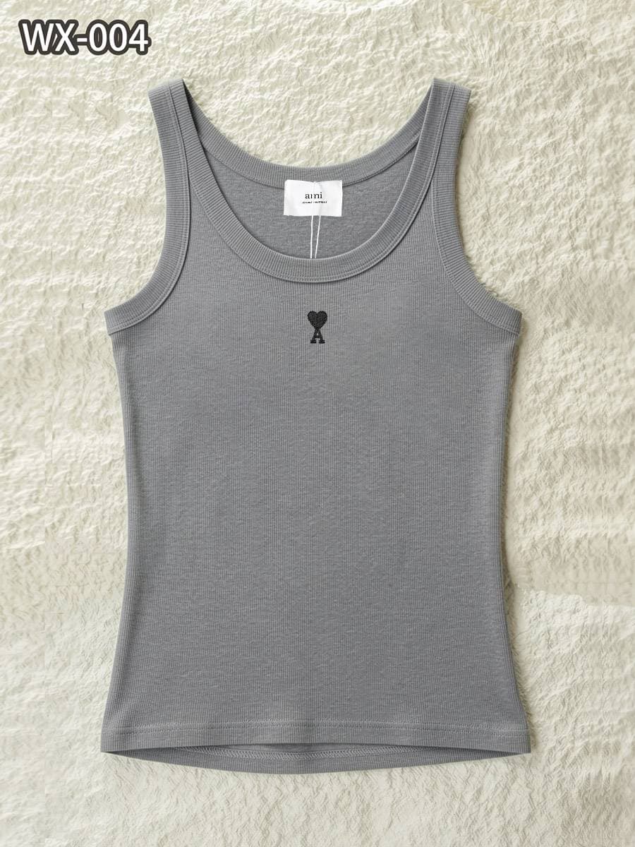 Débardeur sans manches Ami Paris pour femme, logo cœur, coupe ajustée.