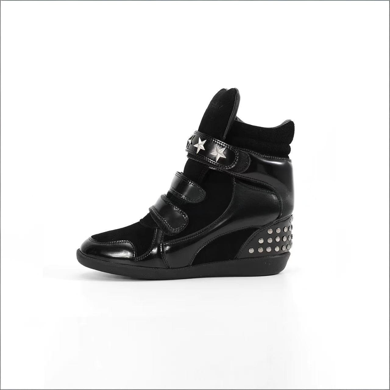 Bottines plates montantes à blocs de couleur pour femmes, avec talon compensé dissimulé et fermeture velcro, chaussures décontractées multicolor