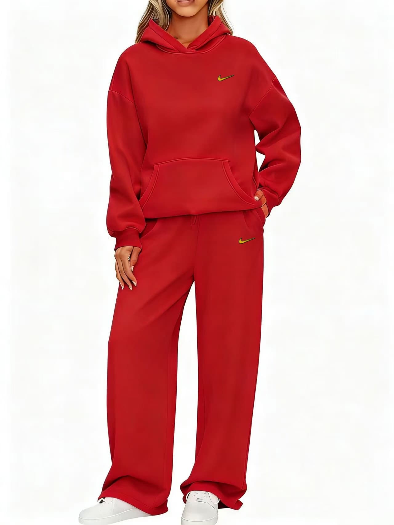 Ensemble 2 pièces Nike pour femme : sweat à capuche oversize et pantalon large, survêtement décontracté à manches longues et capuche.