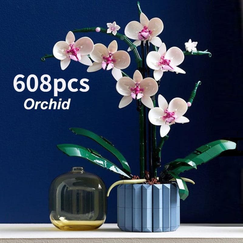 Orchidée Phalaenopsis Bouquet Fleur En Pot Bonsaï Ornement Modèle Lego, Blocs De Construction Assemblés Bricolage Jouets Éducatifs Pour Enfants Jouet Cadeau