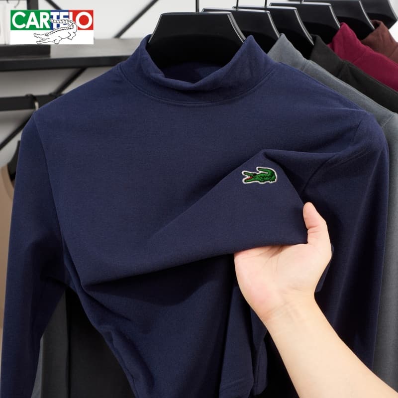 CARTELO Crocodile Men's Mock Neck Thermal Base Layer, Warm Winter Long Sleeve Top, Soft & Comfortable For Layering Or Solo Wear