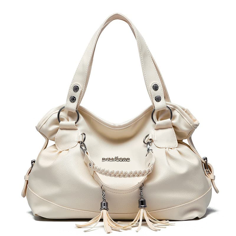 Women's Handbag Middle-aged And Elderly Soft Leather Tassel Bag Large Capacity Single Shoulder Hand Crossbody Bag