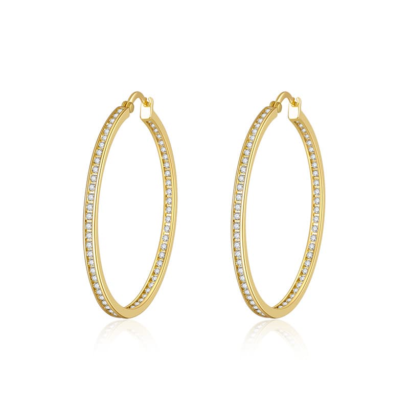 Large Circle Design Personality Fashion Light Style Slightly Inlaid Dia Earrings