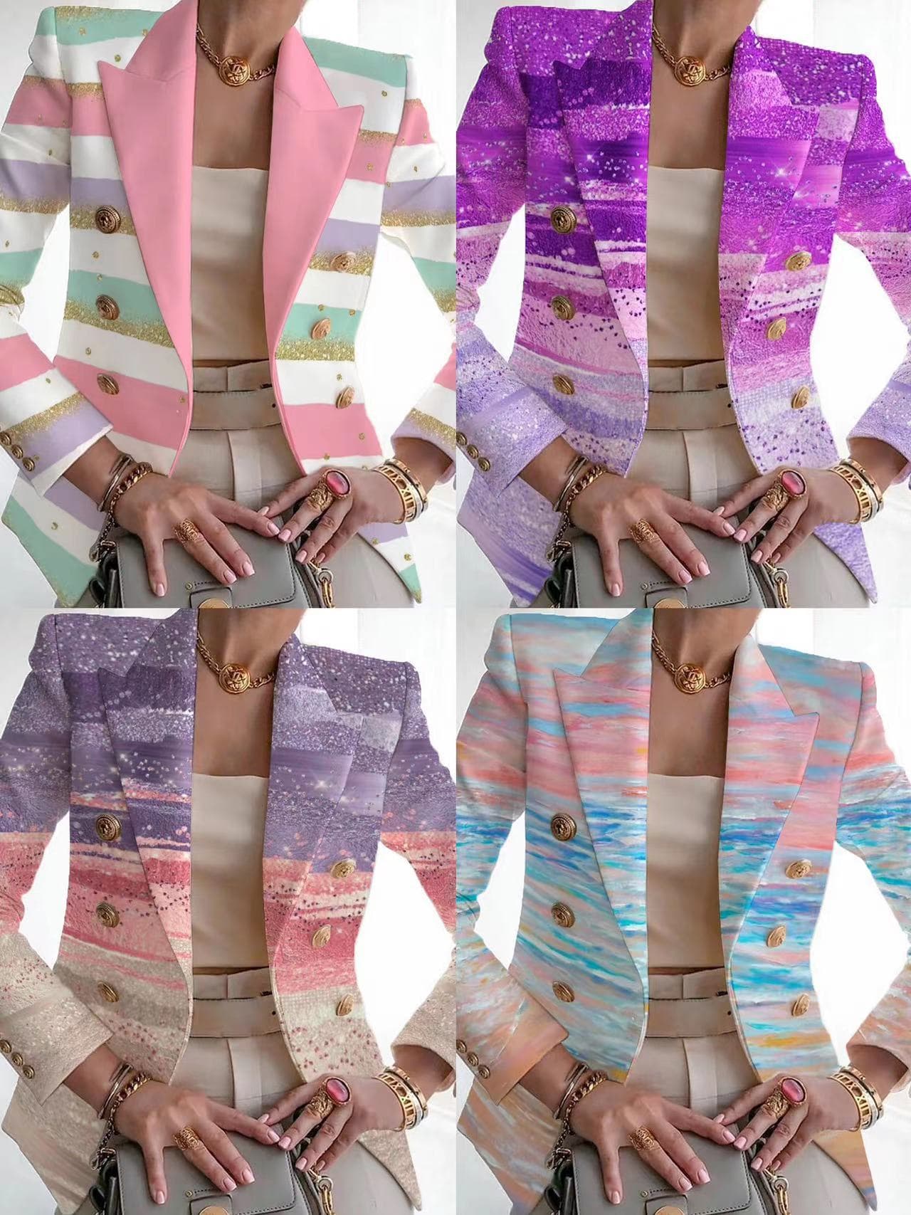 Women's printed cardigan women's small suit