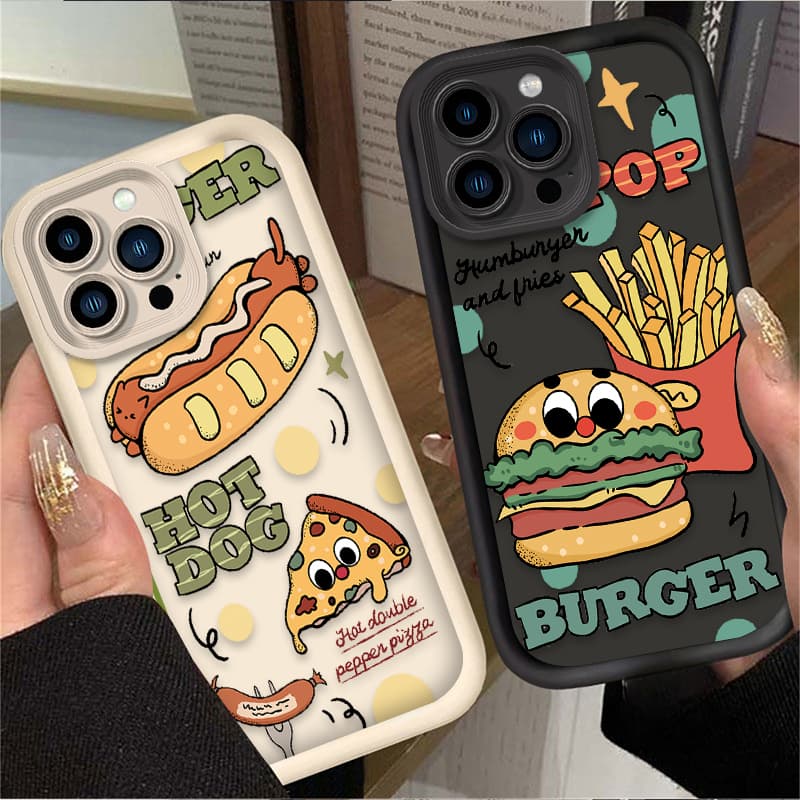 Shockproof Soft Silicone Back Case For IPhone 16 15 14 13 12 11 Pro Max X XS X S Max XR SE 2020 7 8 Plus Funny Hamburger Cover