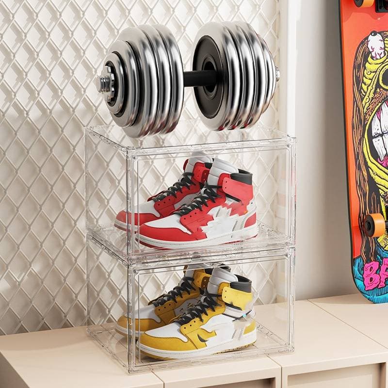 Home Storage Thickened Acrylic Transparent Shoe Box Magnetic Side Door Storage Bag Hand Made Storage Thickened Shoe Cabinet