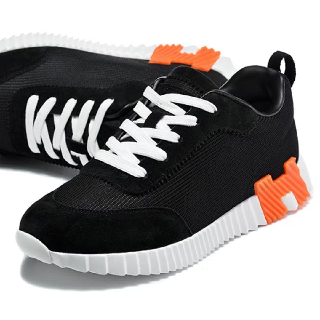 Chaussures grises souples et décontractées en cuir véritable poli de marque H, baskets noires pour femmes et hommes