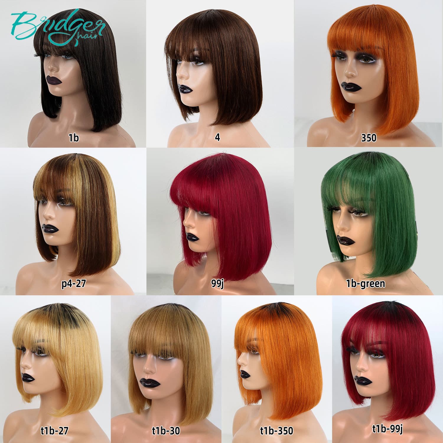 Synthetic Hair Full Mechanism Headgear Straight Bob With Banghair Wigs