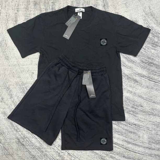 Short STONE à insigne boussole transfrontalier, pantalon décontracté mi-long, ensemble de sport ample à manches courtes pour l'été
