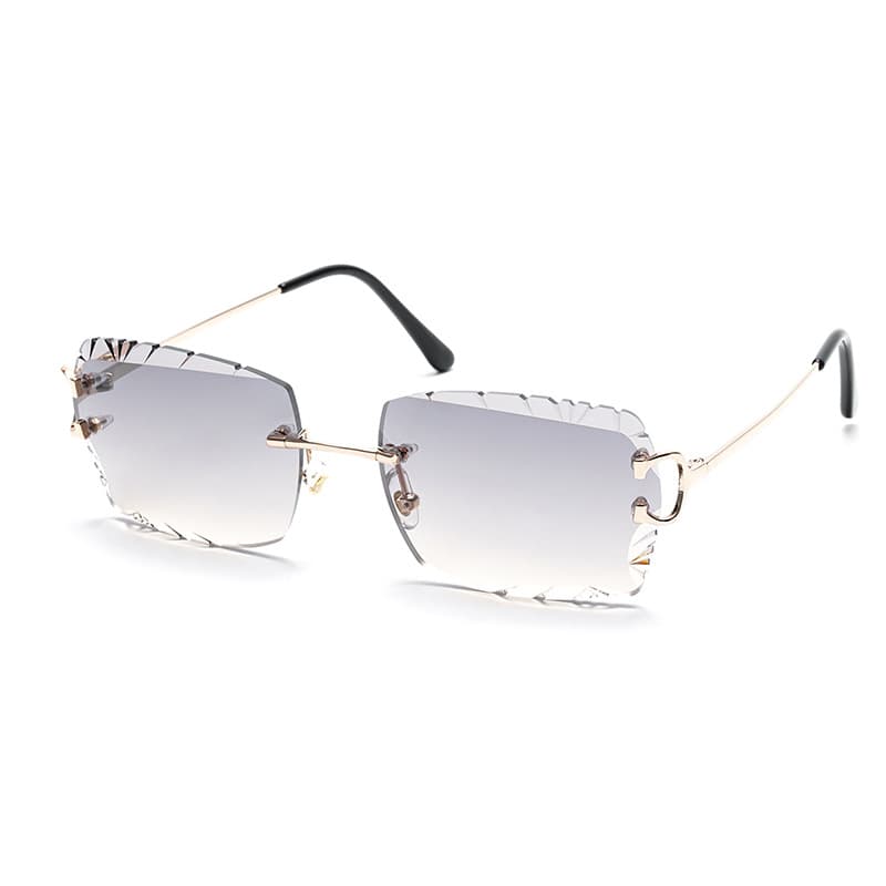 New edge oval inverted fashion high quality frameless diamond cut fashionable flat nylon lens sunglasses
