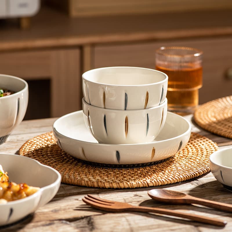 Japanese Style Ceramic Dinnerware Set - Elegant Minimalist Bowls, Plates & Dishes For Home, Gift For Housewarming