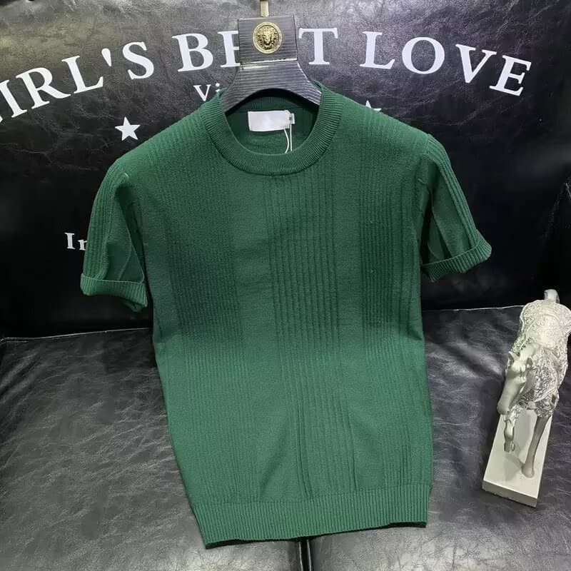 Men's Clothing Fashion brand ice silk short sleeved T shirt men's summer thin slim round neck knitted bottoming shirt all match casual tops