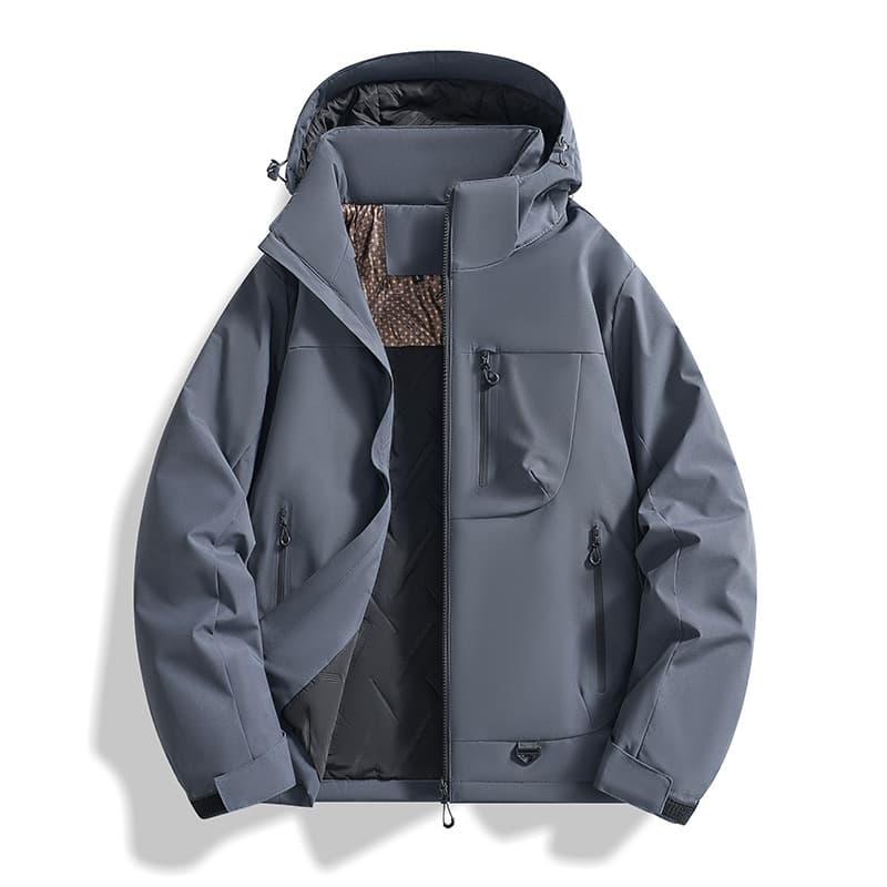 Men's Clothing Graphene Winter Coat With Detachable Hood, Windproof & Thermal Insulated, Thickened Outdoor Sports Jacket For Cold Weather