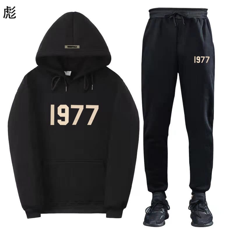Ensemble pull polaire ample ESSENTIALS Double FOG Fashion Brand High Street, sweat à capuche unisexe avec inscription 1977.