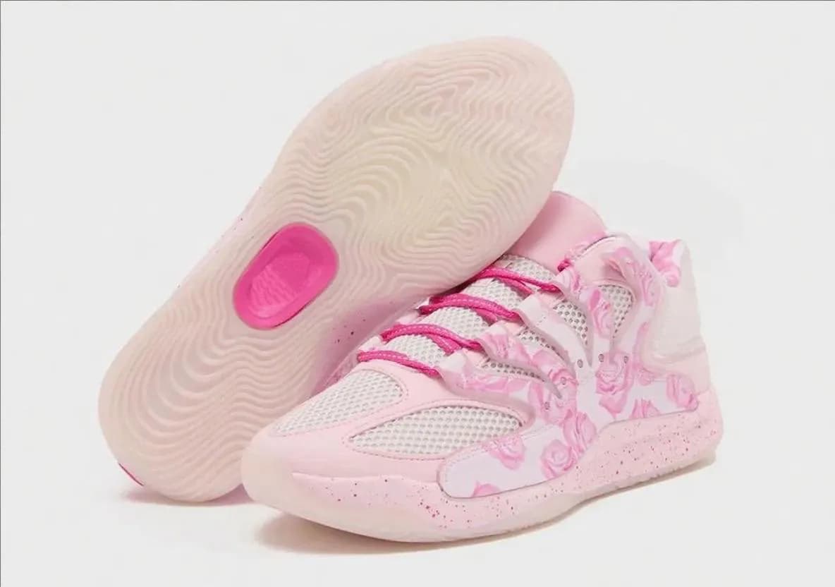 KD 18 Aunt Basketball Shoes Sport Trainner Sneakers For Men Women Grade School Kids US5 To US12 Pearl Pink/Tulip