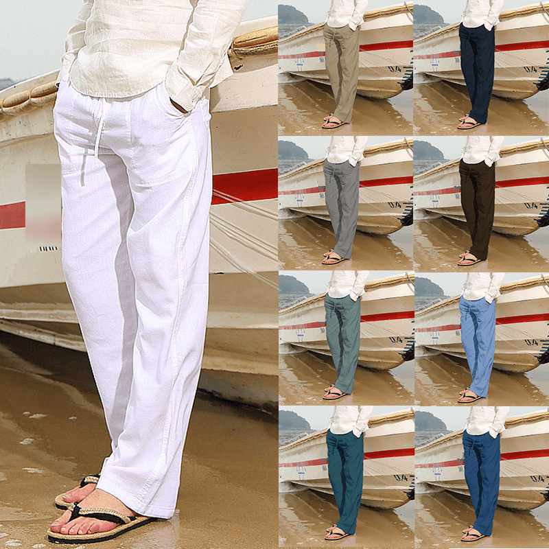 Men's Clothing Men's Linen Casual Multi Pocket Pants