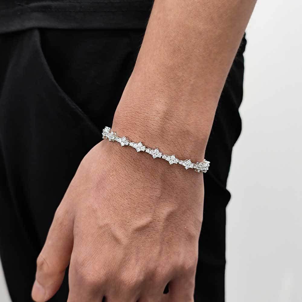 Men's & Women's Hip Hop Tennis Chain Bracelet - Cubic Zirconia Stainless Steel Jewelry With Spring Clasp (Adjustable Unisex Couple Gift)