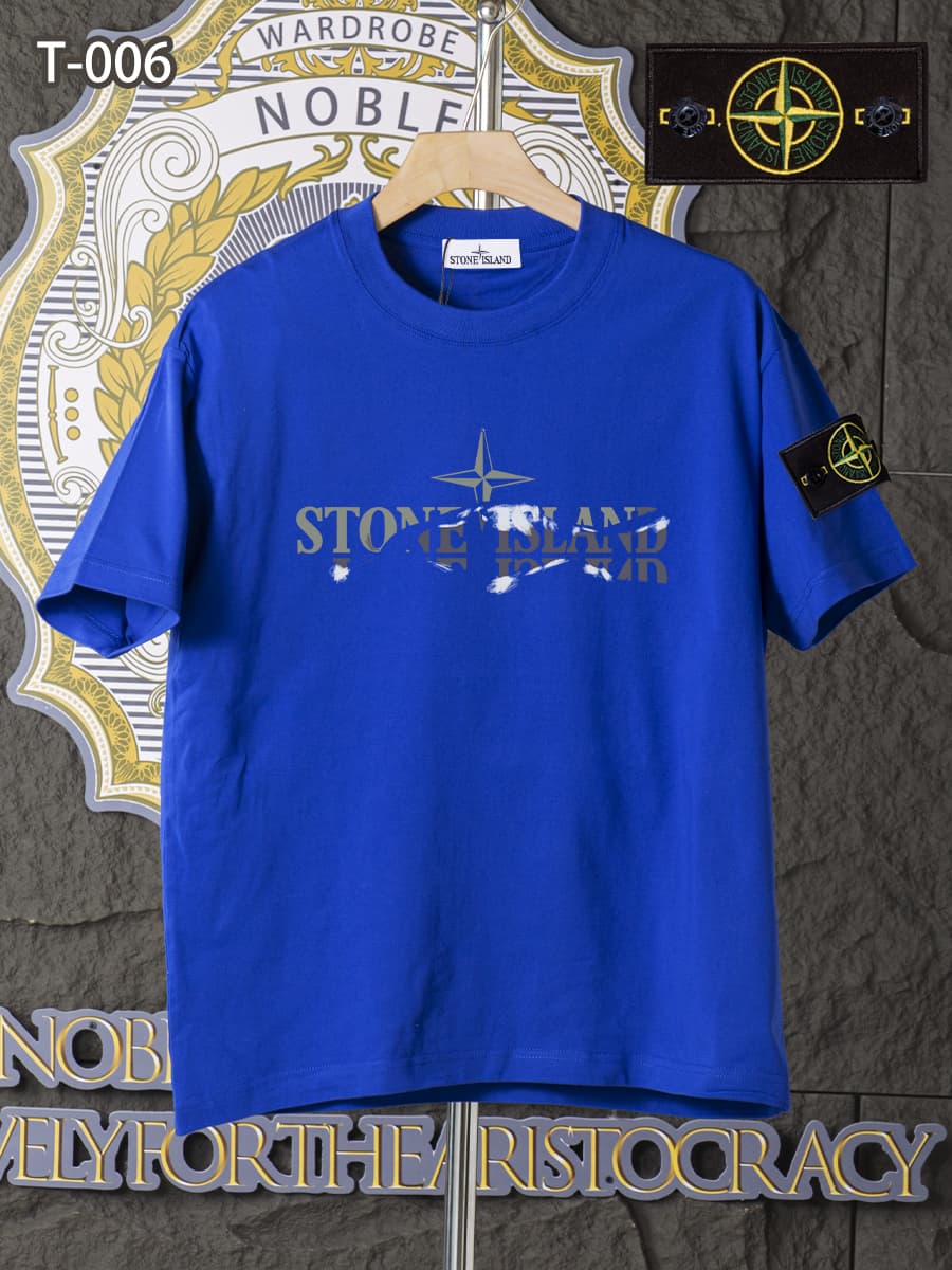 T-006 - T-shirt d'été à manches courtes et col rond en pur coton, haut tendance de haute qualité, léger et respirant pour l'été.