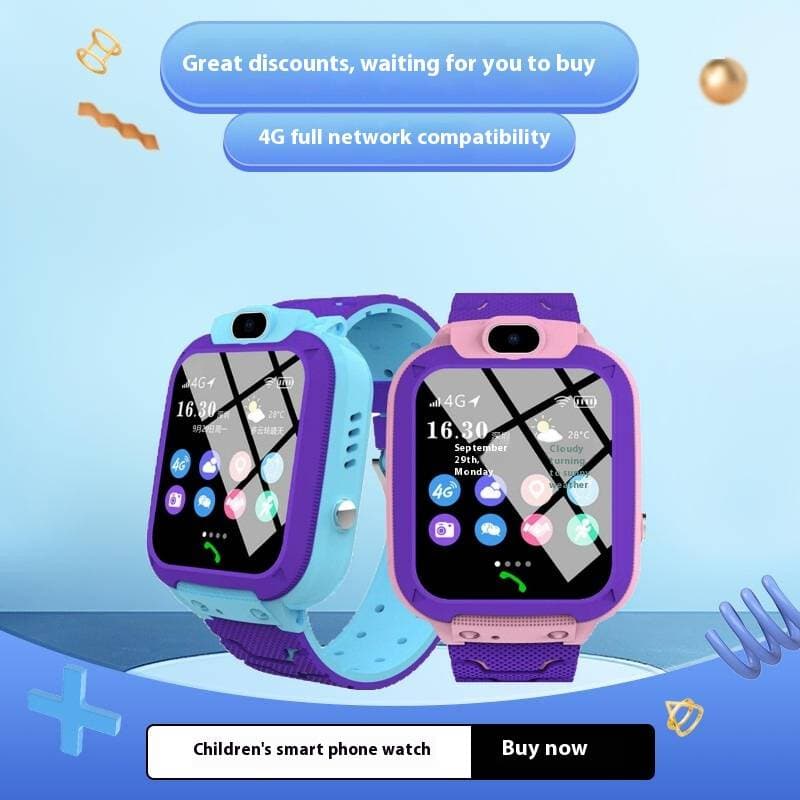 Kids Smart Watch With 4G LTE, Video Calling, GPS Tracking, Water Resistant, Touch & Button Control - Blue/Pink