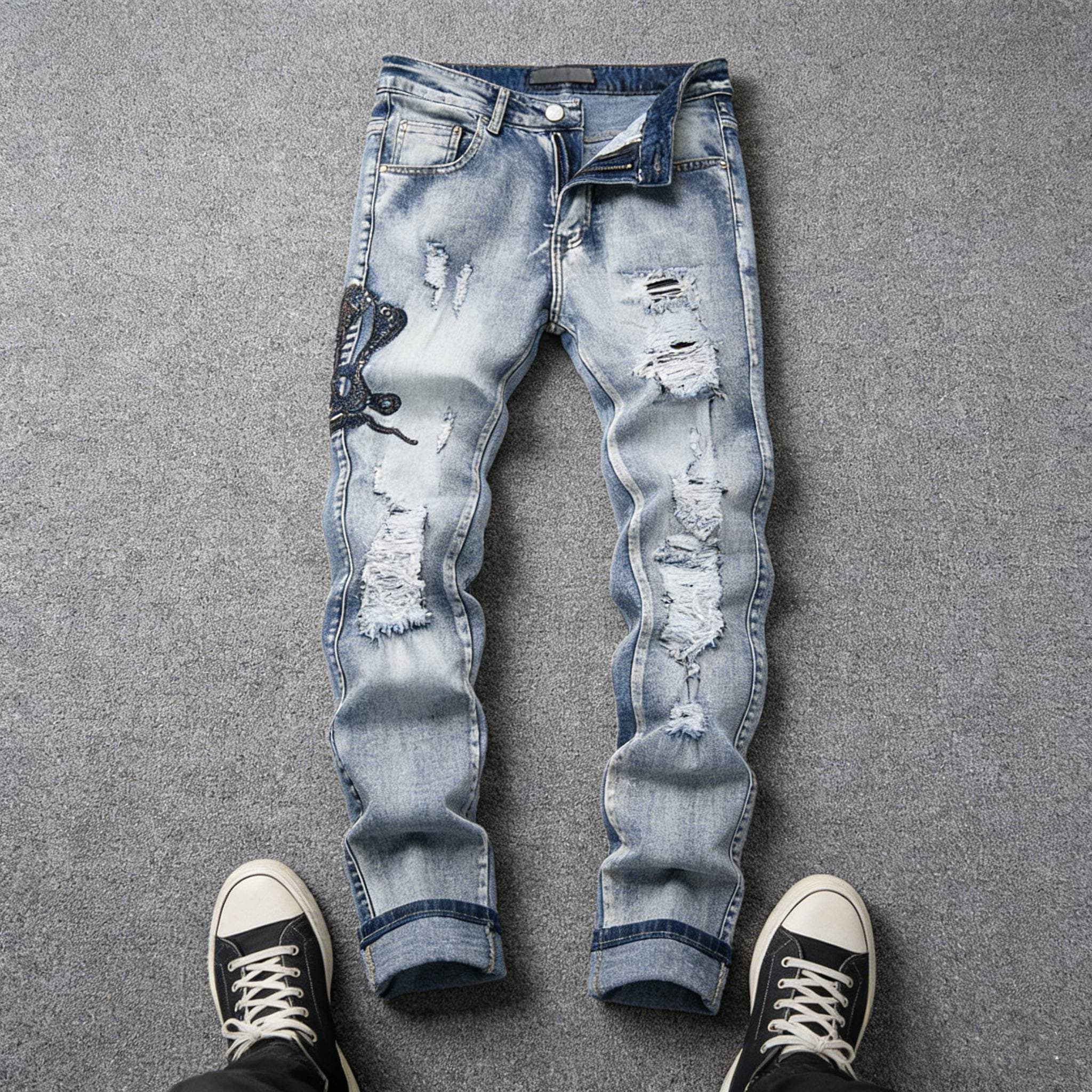Men's Clothing Large Size Jeans For Men In Autumn Plus Size Men's Pants Loose Straight Fat Fat Guy Wide Leg Elastic Waist Trousers