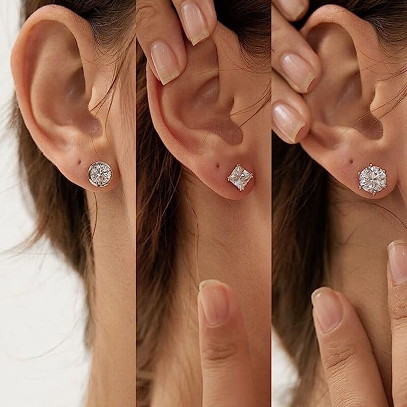 Unisex geometric zircon earrings, fashionable and versatile single diamond earrings, unisex popular earrings