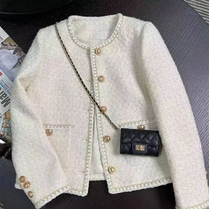 Women's Clothing Spring and Autumn New Style Short Style Small Style Temperament Celebrity Tweed Jacket Women