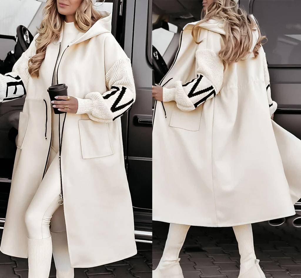 Women's Clothing autumn and winter new fashion women's casual hooded long patchwork jacket