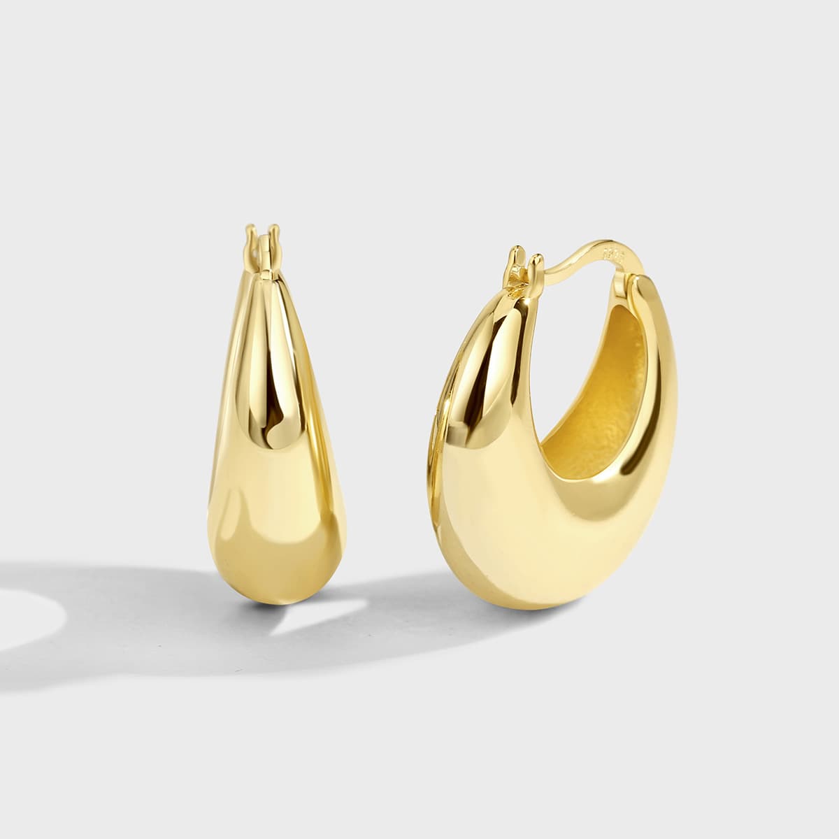 Fashion Modern Arc Shaped Brass Gold Plated Earrings Simple INS Chubby C Shaped Ear Buckle Female