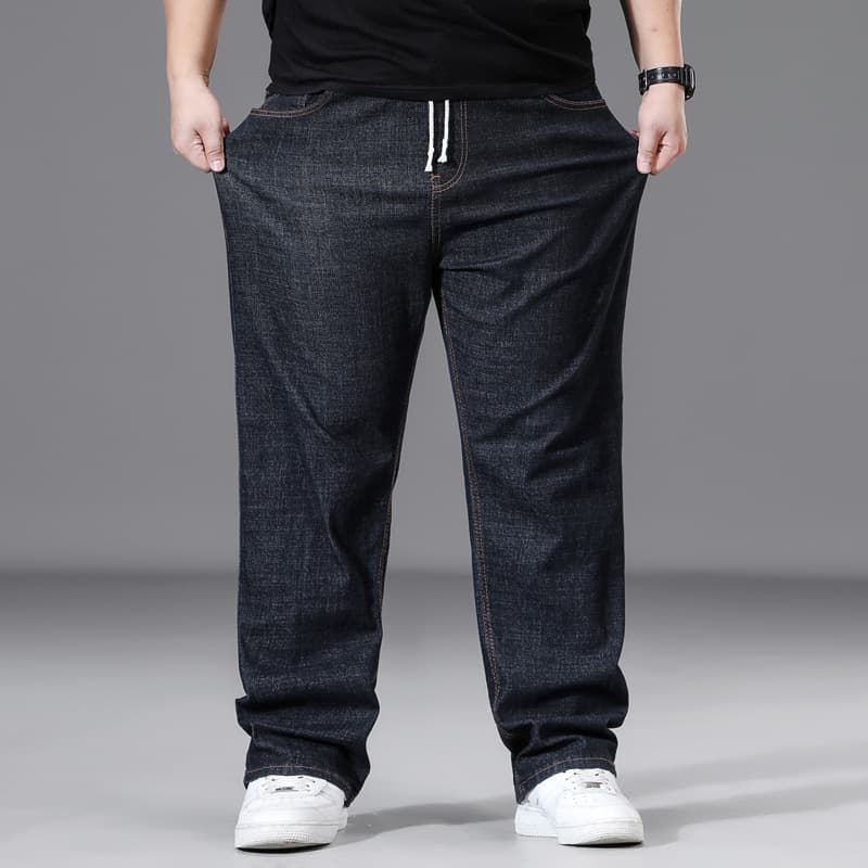 Plus Size Men Clothes Autumn And Winter Jeans For Men Straight Loose Version Plus Fat Elastic Waist Men Wide Leg Fat Guy Trousers