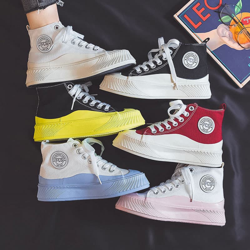 Thick Soled High Top Canvas For Women's 2024 New Versatile Instagram Trendy Small White Casual Board Shoes