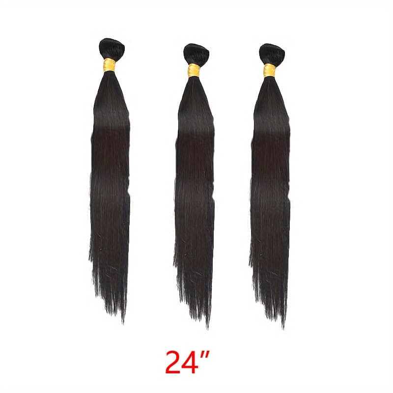 Lot de 3 mèches de cheveux vierges brésiliens de qualité supérieure pour femmes, double trame, cheveux humains non traités, couleur naturelle, l