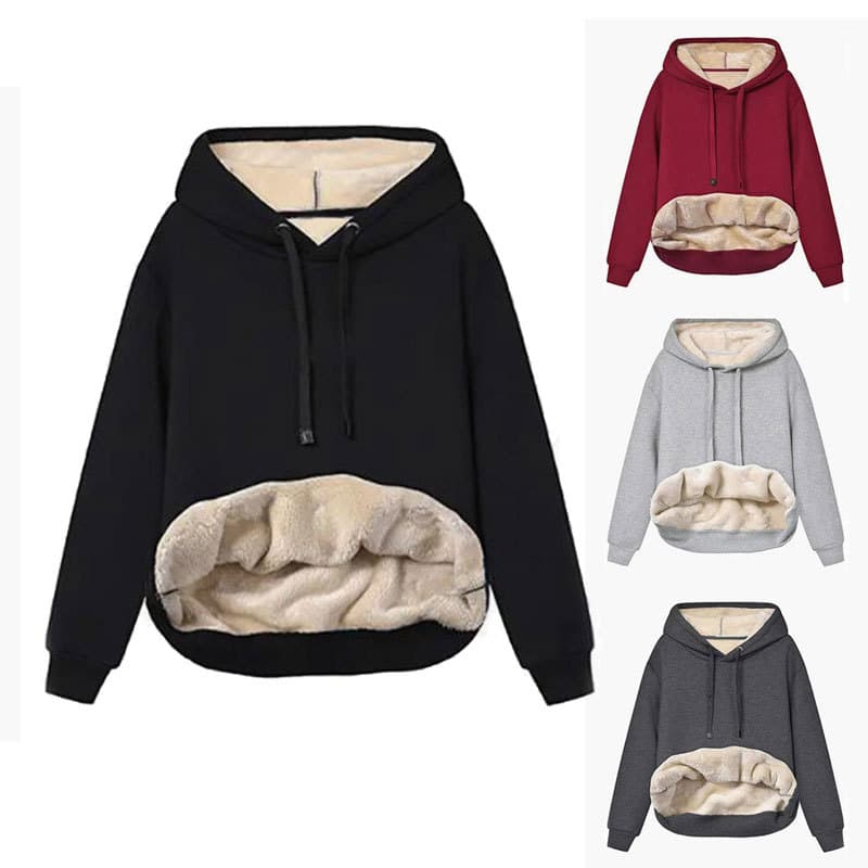 Women's Clothing warm pocket hooded sports sweatshirt jacket