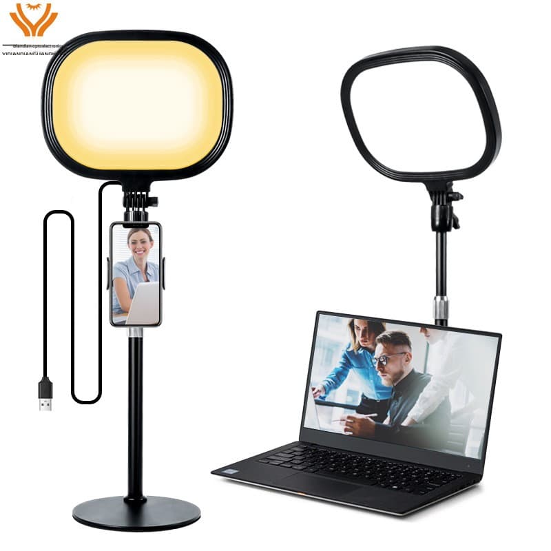 LED Ring Live Streaming Video Conference Selfie Photography Soft Square Beauty Full Screen Fill Light