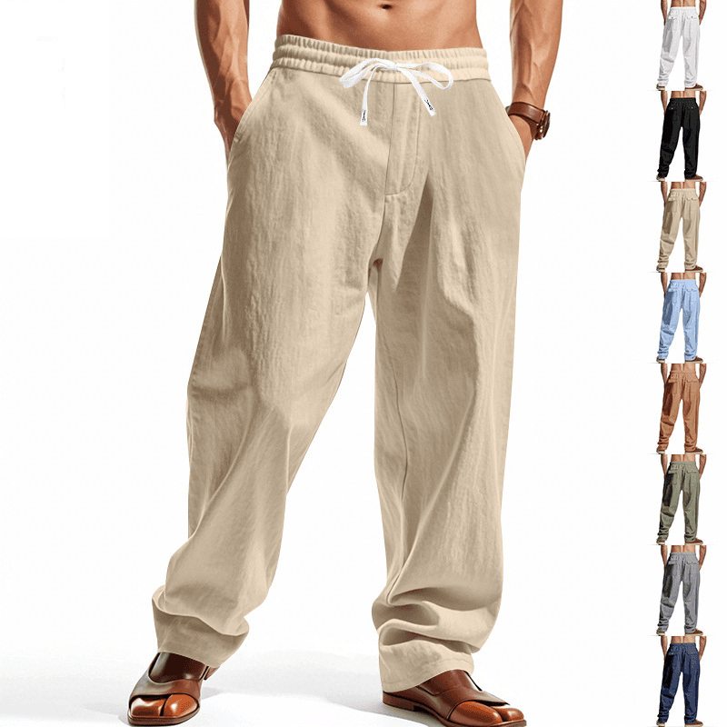 Men's Clothing Loose Linen Casual Wide Leg Trend Beach Sports Breathable Trousers