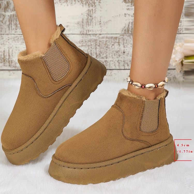 Women's Shoes Large Size Mid Tube Thick Soled Snow Boots For Women 2025 Autumn And Winter New Style Slip On Fashionable Popular Cotton Shoes For Women