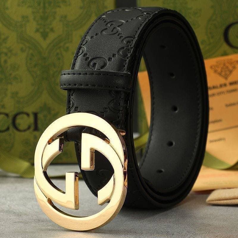 Ceinture en cuir à boucle double G classique pour homme, idéale pour les affaires et les déplacements, avec imprimé rétro et cuir de vachette r