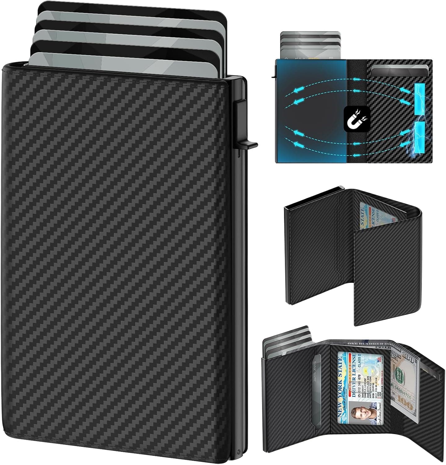 RFID Automatic Pop-up Card Holder Ultra-thin Credit Card Wallet Money Clip Multi-Slots Wallet For Men