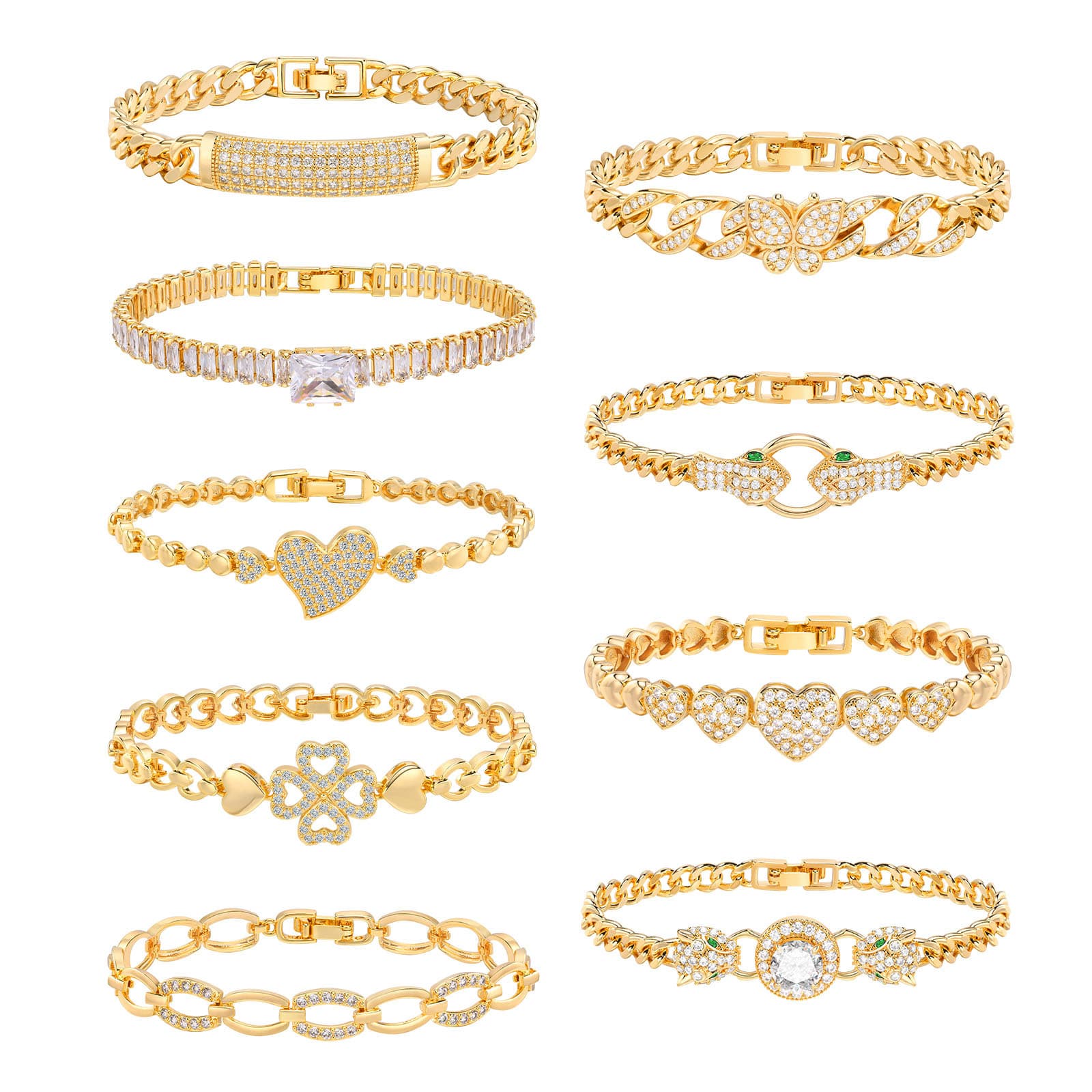 Women's Jewelry Copper Bracelet Square Heart Shaped Four Leaf Clover Snake Head Zircon Geometric Jewelry