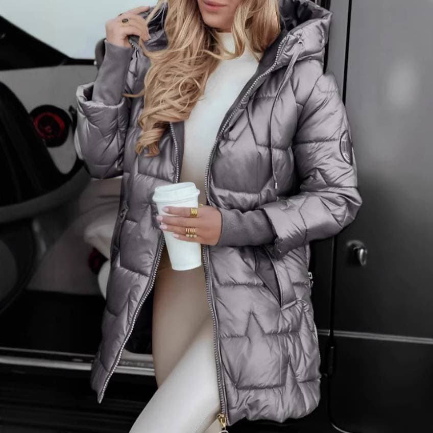 Winter Hooded Long Coat For Women & Men, Warm Fleece-Lined Parka Jacket With Zipper Closure, Casual Loose Fit Outerwear For Cold Weather