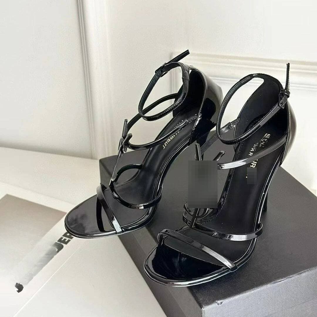 Escarpins sexy à talons hauts, noirs, en cuir, collection 2025