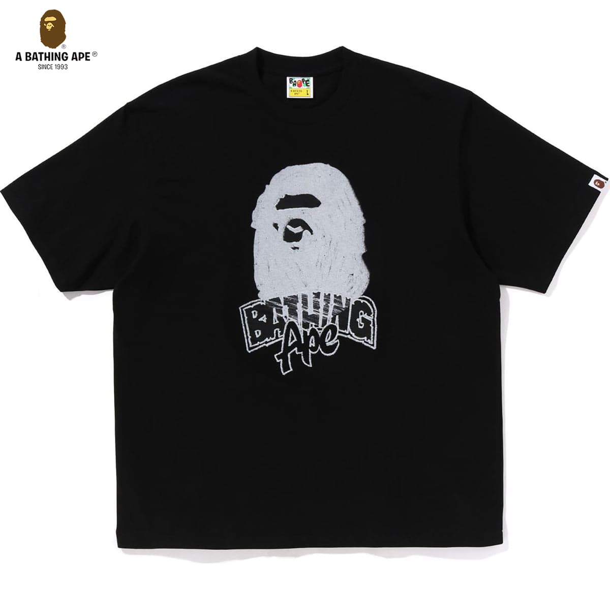 A BATHING APE 2026 New BAPE Men's Black And White Ape Head Logo Cotton Short Sleeved T-shirt Top
