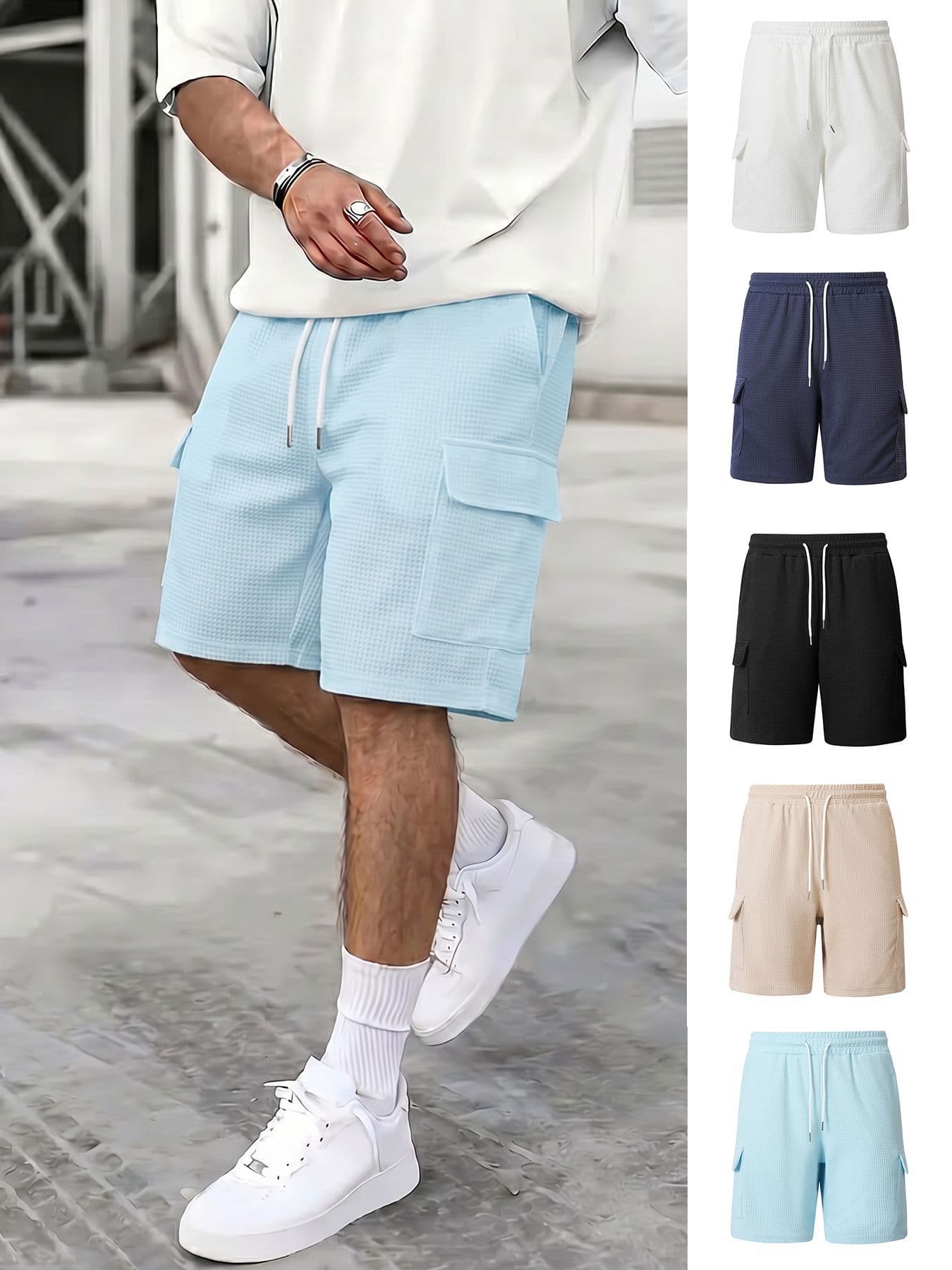 [UrbanReptile] Men's Cargo Shorts - Crocodile Texture Print | Streetwear