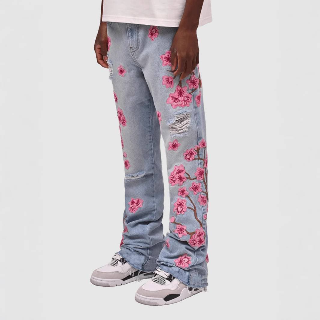 Men's Clothing new zipper men's jeans spring fashion station slim fit holes handsome men's pants